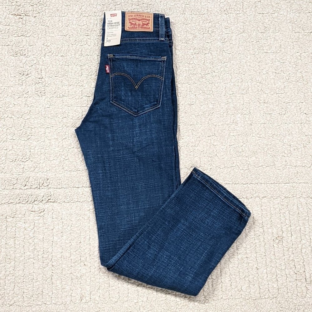 🌸 NWT LEVI'S PREMIUM 724 HIGH RISE STRAIGHT CROPPED PANTS Size 2 W26 🌸